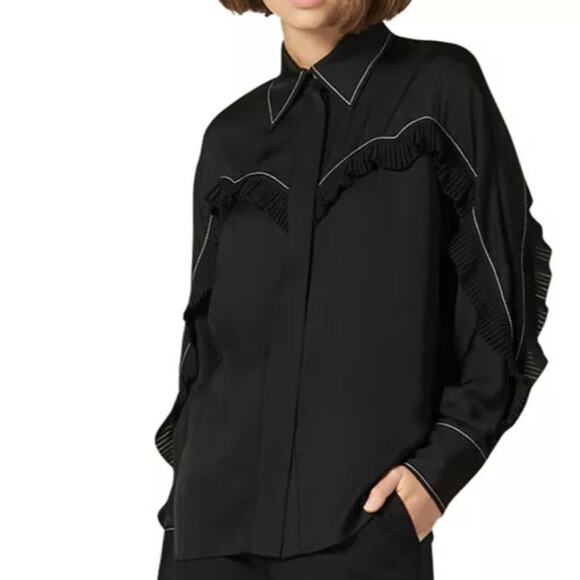 Sandro Black Rafi Western Button Down Shirt - Picture 1 of 10